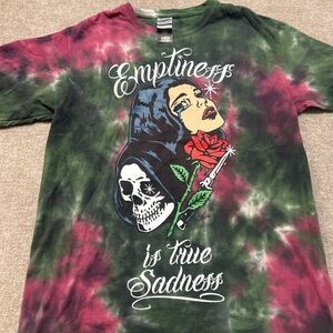 Tie-Dye Graphic Tee with Emptiness Print
